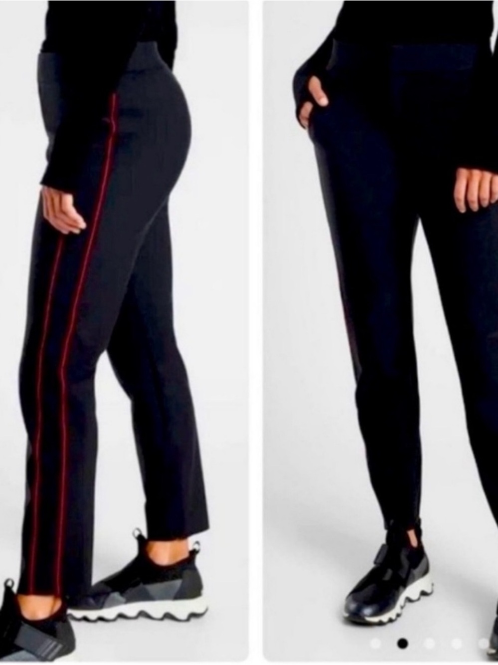 Athleta Stellar Novelty Pants Black with Red Side Stripe